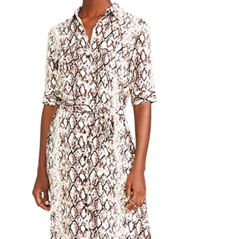 BB Dakota Shirtdress w/ Tie Belt - Python Print - S